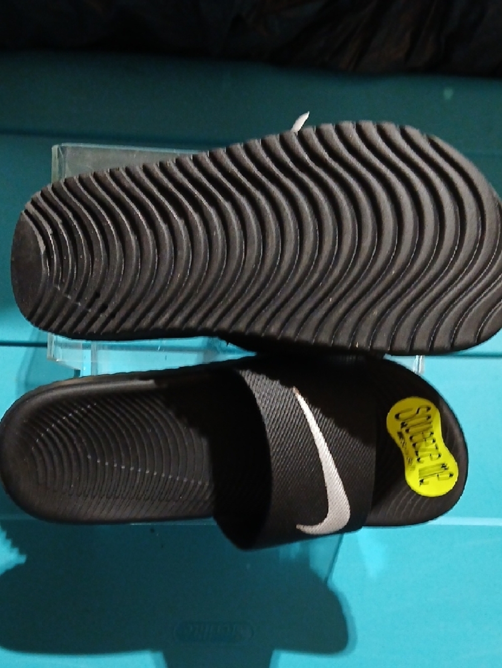 Nike Black Slides with White Swoosh - Picture 3 of 7